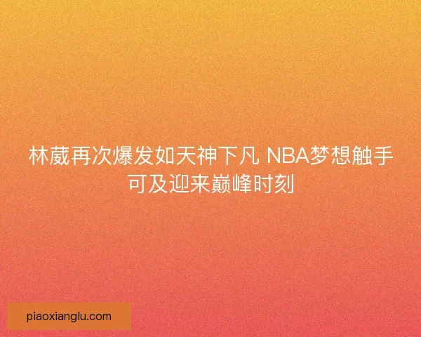 林葳再次爆发如天神下凡 NBA梦想触手可及迎来巅峰时刻 林葳再次爆发如天神下凡 NBA梦想触手可及迎来巅峰时刻